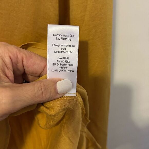 Anthropologie Dolan Left Coast Mustard Yellow Hi Lo Top Blouse Shirt Fall Small - Picture 7 of 10